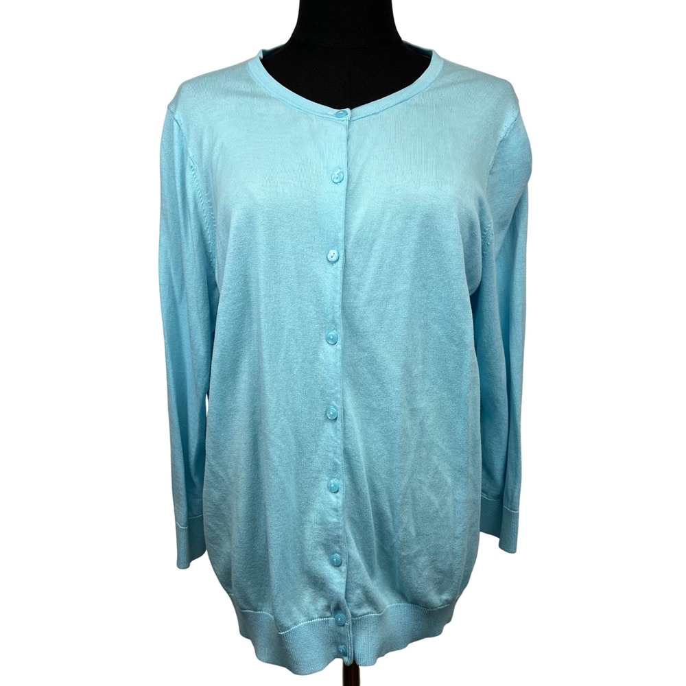 Talbots Woman Size X Cotton Rayon Button Front Cardigan Sweater‎ Pastel Preppy